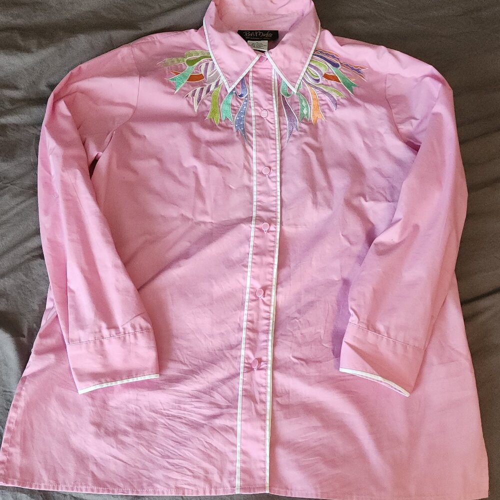 Bob Mackie Wearable Art Vintage Pink Button Down